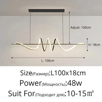 lampe suspendue moderne spirale blanc noir contemporaine télécommande trois modes lumière
