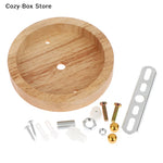 support lampe bois naturel moderne vis clip suspension minimaliste écrous plaque métallique