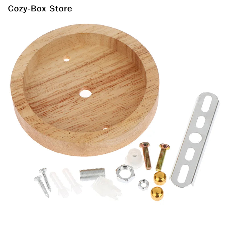 support lampe bois naturel moderne vis clip suspension minimaliste écrous plaque métallique