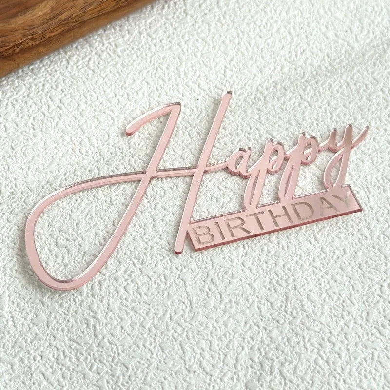 broches or happy birthday lettrage cursive moderne élégantes unisexes adultes fêtes anniversaires