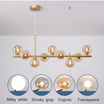 suspension luminaire moderne boule verre blanc translucide salon cuisine salle manger led noir