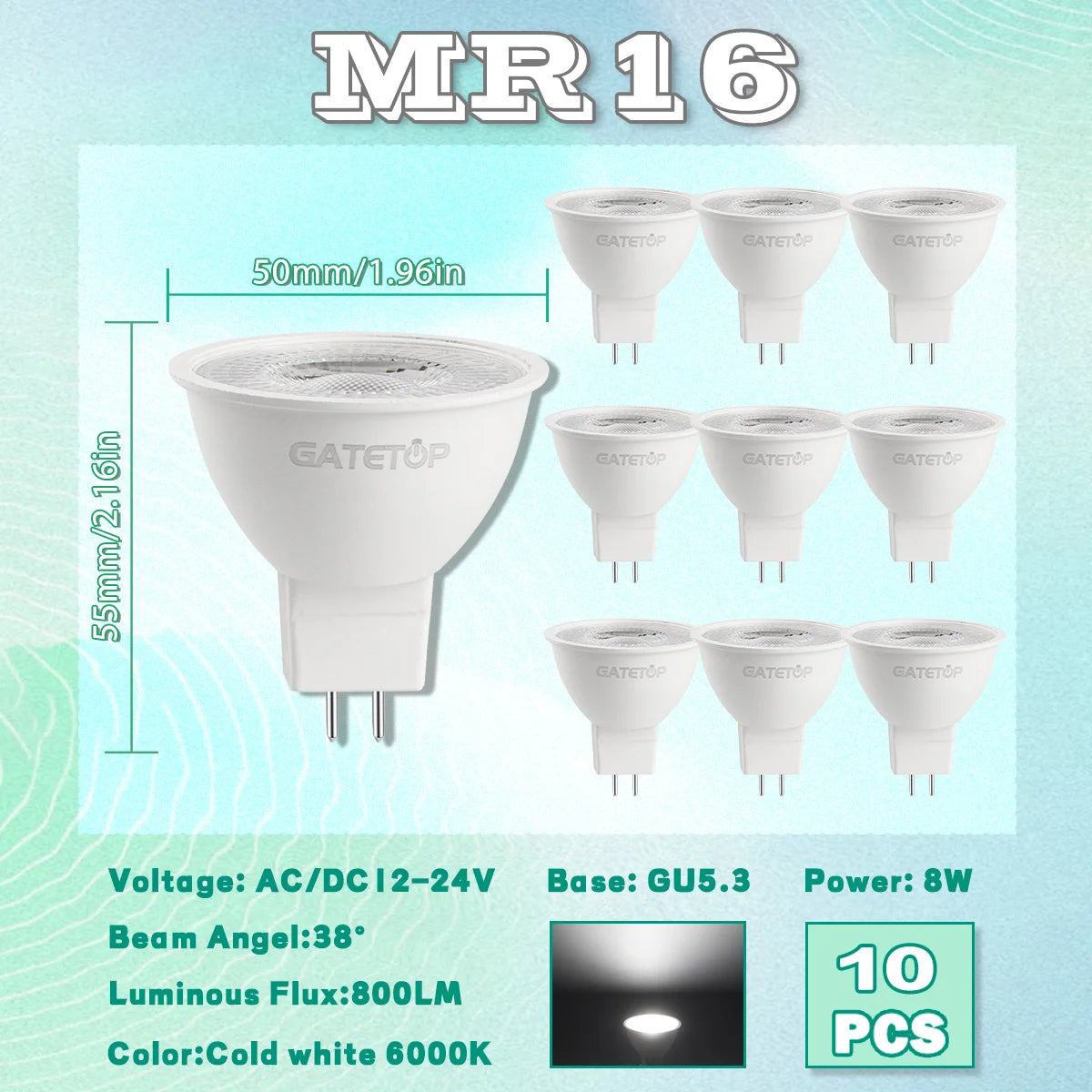 projecteur led spot mr16 gu5.3 noir blanc rond carré moderne