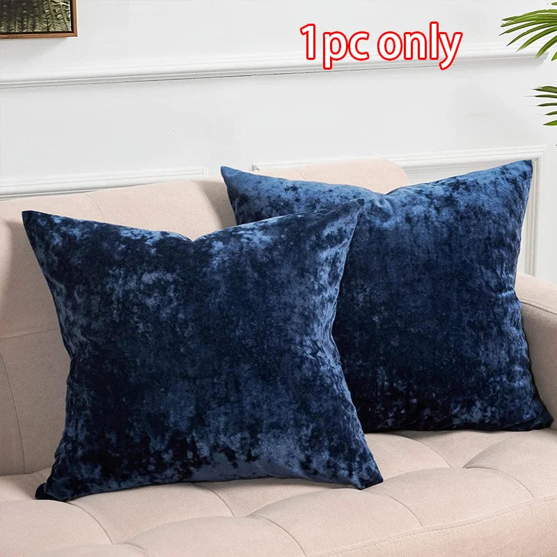 coussin carré bleu marine velours moderne 45cm 45cm lit salon decoration