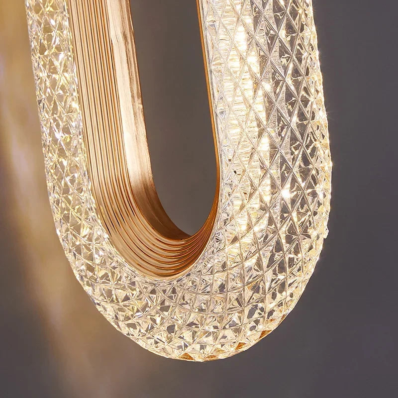 Suspension lumineuse moderne élégante dorée fil cuivre transparent 9cm 12cm 36cm