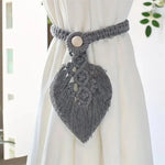 rideaux macramé boho franges beige vert gris jauneclair