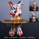 statue ours contemporaine résine bleu rouge or marbré graphique décoration intérieure table unique pop