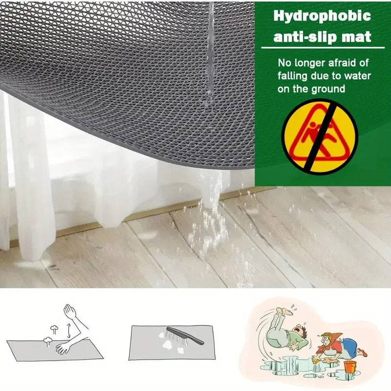 tapis sol pvc gris moderne maille fine antidérapant imperméable cuisine salle bain