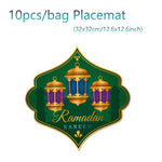 nappes chemins table motifs islamiques ramadan decoratives festives or bleu marine violet emeraude rouge