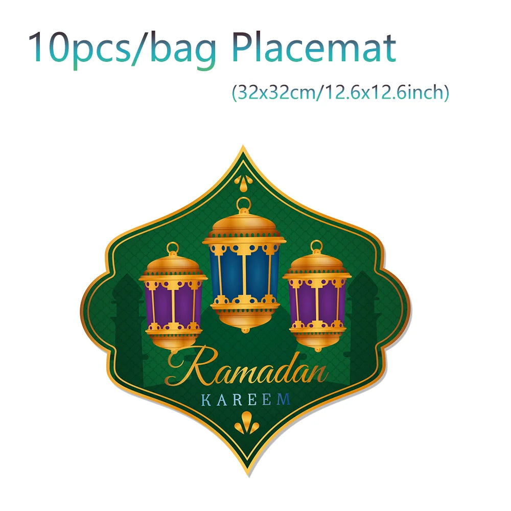 nappes chemins table motifs islamiques ramadan decoratives festives or bleu marine violet emeraude rouge