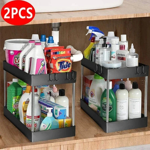 rangements étagères sous meuble noir moderne clips organisation bain cuisine