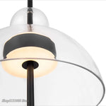suspension lumineuse moderne transparente noir minimaliste led pendentif simple salle manger cuisine bar restaurant