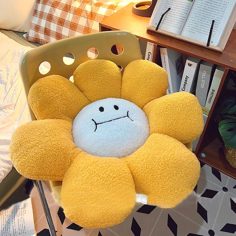 coussin fleur tournesol jaune blanc marron coréen moderne imperméable coton polyester canapé chambre