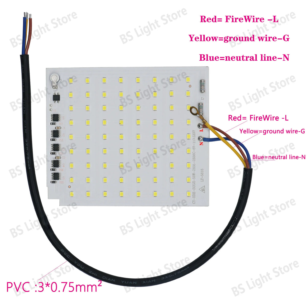 Panneau led blanc 100w 150w 200w lumiere ac220v cables couleur modernes