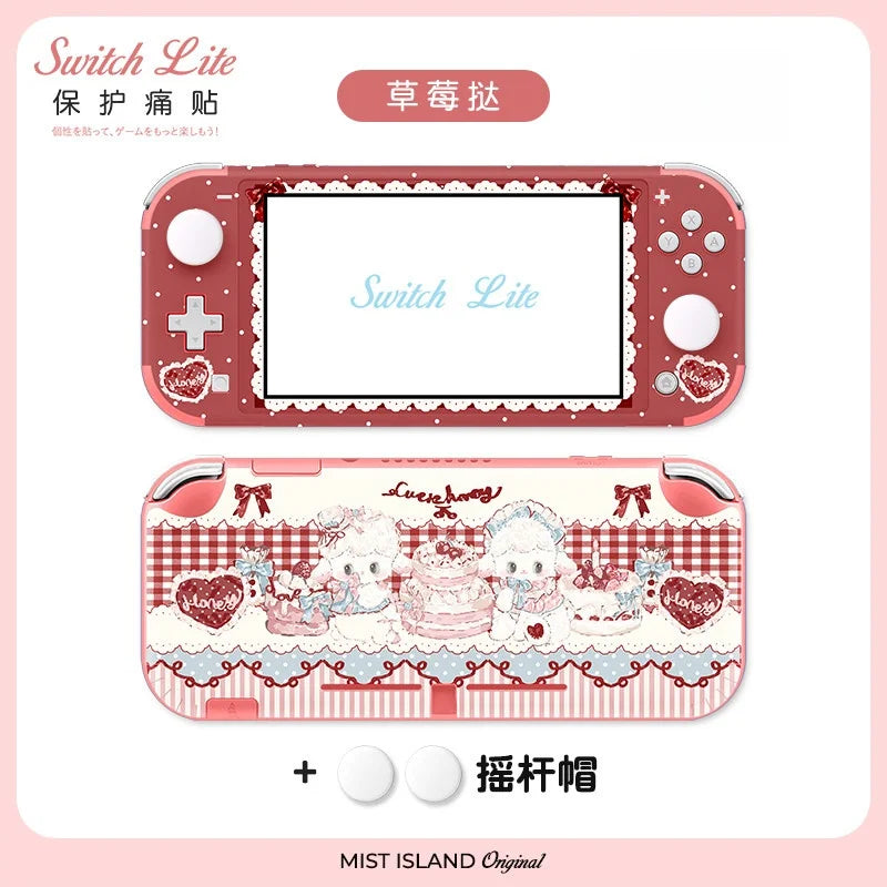 coque protection nintendo switch lite animaux mignons blanc rose bleu adhésif festive