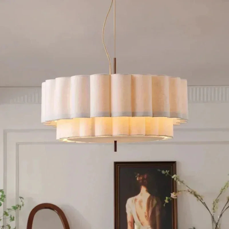 suspension lumineuse moderne blanc rayures horizontales opacité chaîne métallique 65cm 220v toucher interrupteur