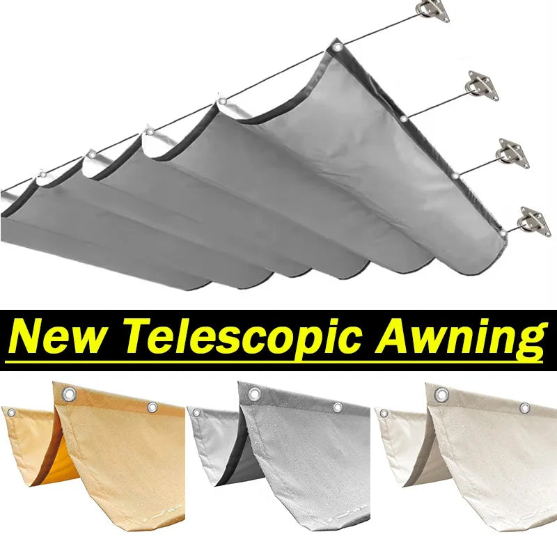 Voile d'ombrage rétractable 1.5m installée sur pergola