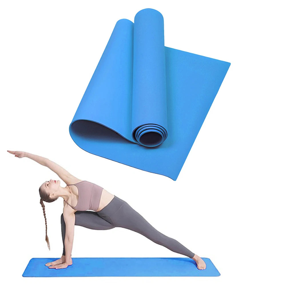 tapis yoga bleu moderne texture rugueuse pvc épais 4mm confort fitness sport pilates exercice