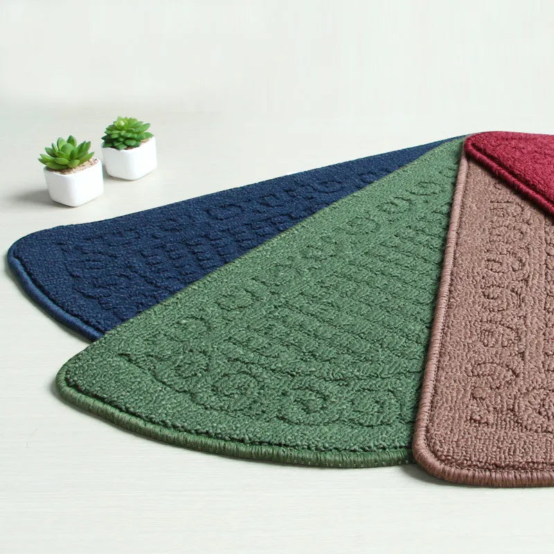 tapis demi circulaire moderne rouge bleu marine vert spirales polyester antidérapant salle bain chambre