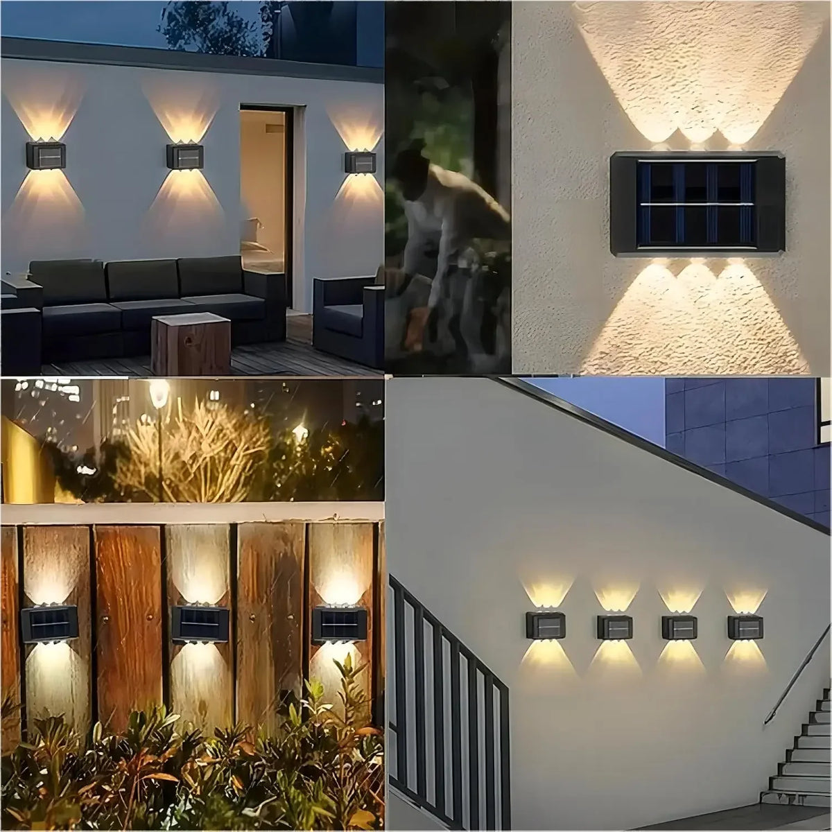 lampe murale solaire led noire moderne adhésive extérieure jardin decoration