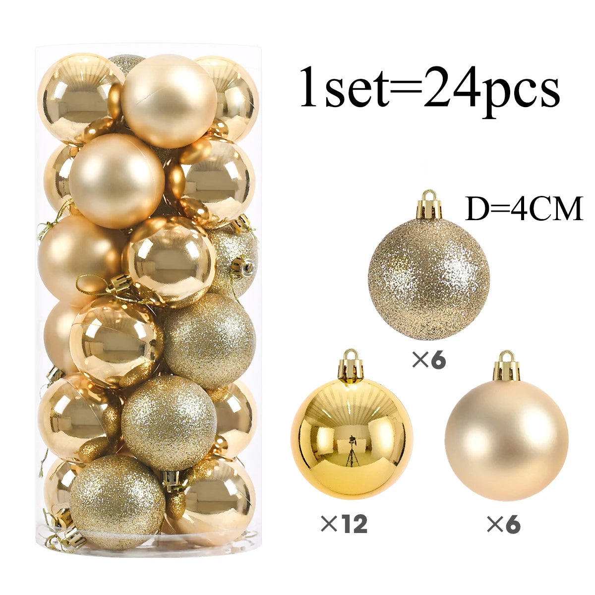 Détail des boules rouges et dorées sur sapin Noël