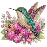 tableau diamants oiseaux fleurs multicolore moderne décoration murale adhésif création artisanale 30x30cm