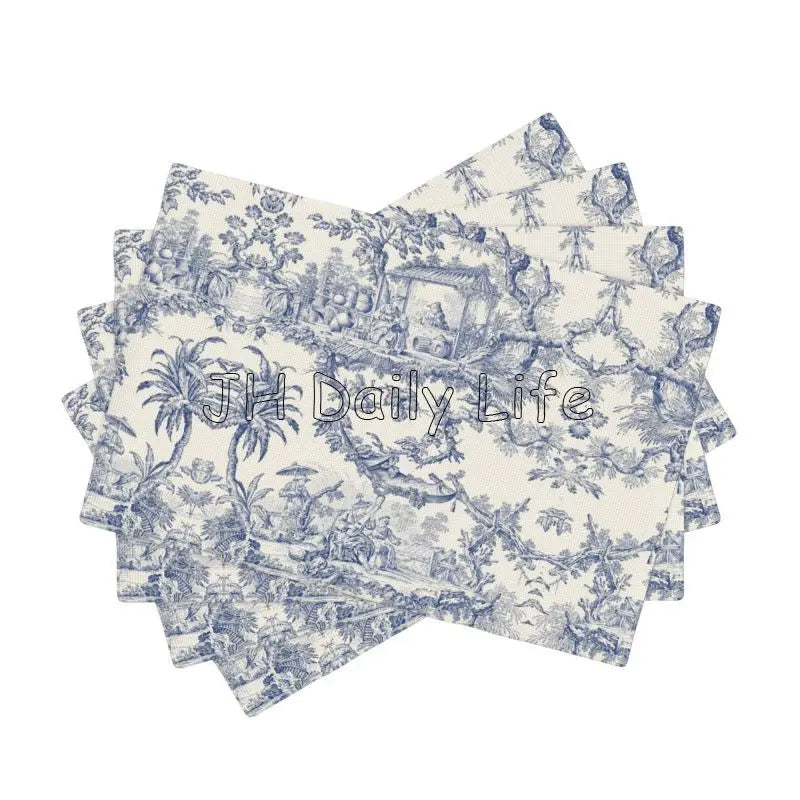 serviettes table toile jouy bleu clair classiques résistantes 12x18 pouces vintage