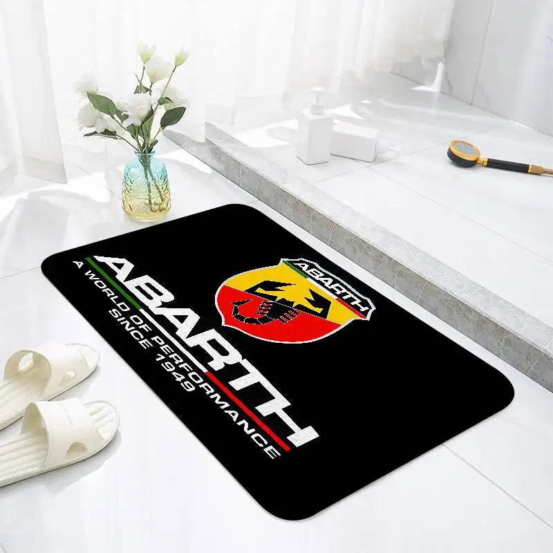 tapis moderne abarth logo scorpion noir rouge salon entrée antidérapant polyester