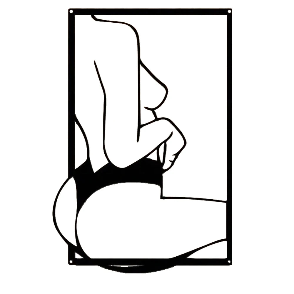décoration murale contemporaine sculpture abstraite métal noir minimalisteintérieur féminine ligne fixations vis mural farmhouse