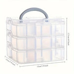 boîte rangement bijoux transparente pratique moderne poignée réutilisable compartiments plastique