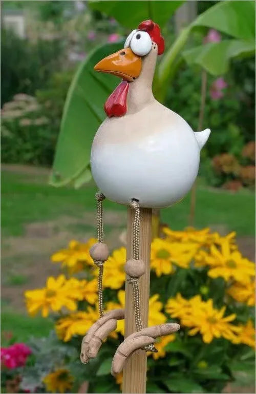figurines poulets noir blanc rose bleu jaune gris points noirs fond clair decoratif clips