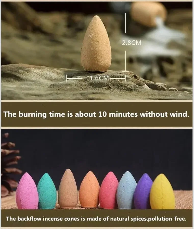 diffuseur encens retour eau céramique noir effet marbré moderne cônes colorés