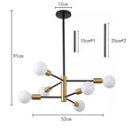 chandelier moderne globes blancs noir minimaliste led lumiereintérieur aluminium fixe