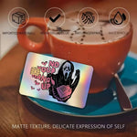 autocollants cartes bancaires effet laser pop art masques effrayants multicolores réutilisables