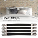 attaches drap housse clips métalliques noir blanc côtelé texturé minimaliste organisation domestique chambre