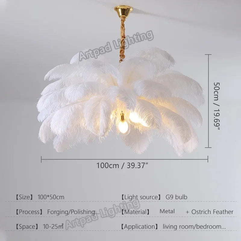 lustre led plumes rose blanc bleu moderne élégant tringle suspension chambre salon