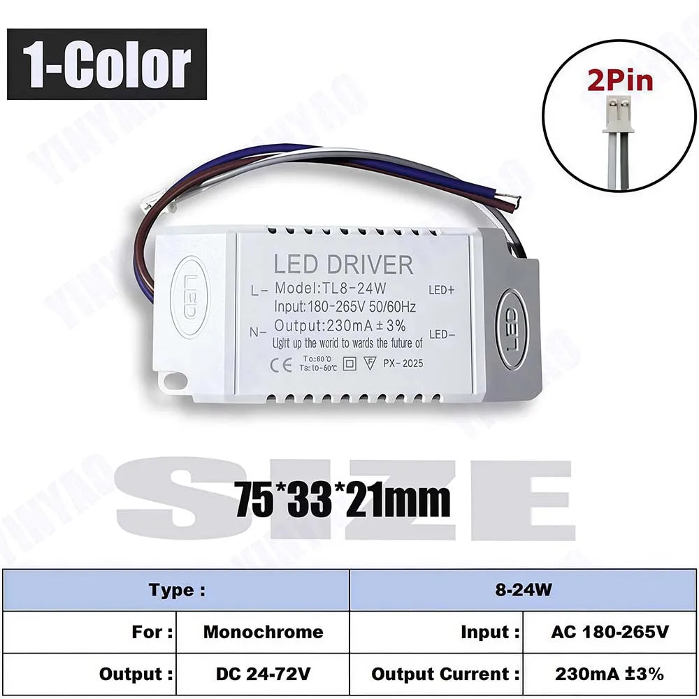 transformateur alimentation led 8w 12w 18w 24w 36w blanc moderne driver constant current 24v
