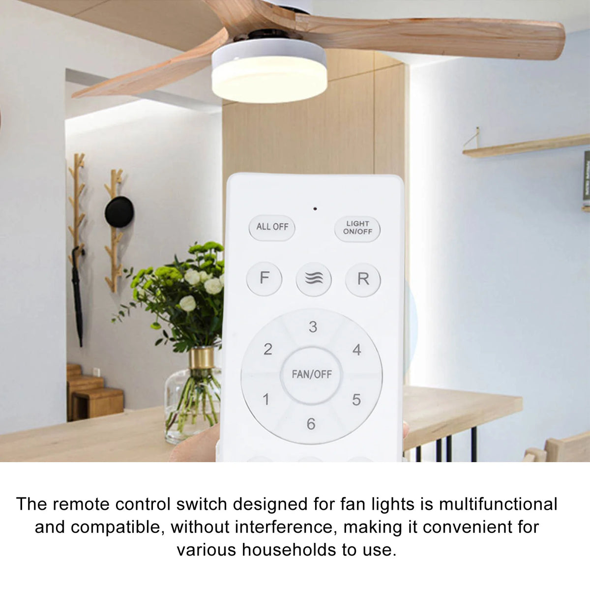 télécommande ventilateur blanc noir moderne contrôle câbles six vitesses anti chute