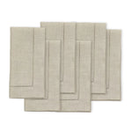 serviettes tissu lin brodé rustique beige feuilles vertes argentées fixations points cousus