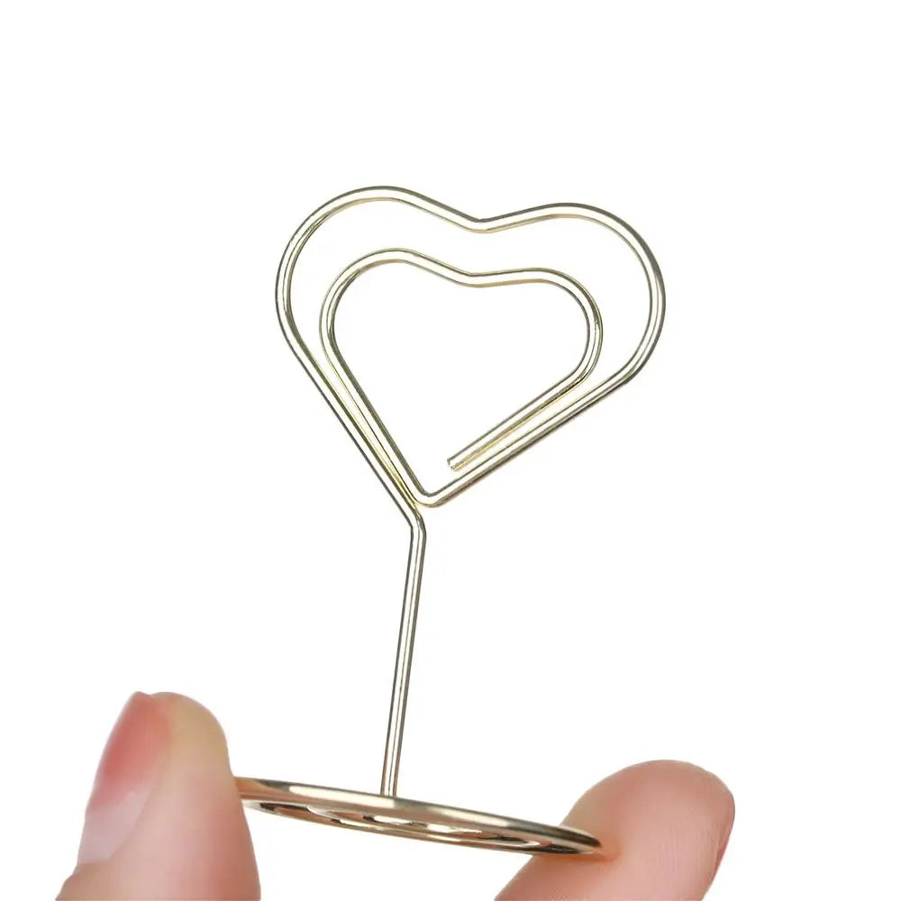 pinces papier cœur diamant moderne or rose argenté métal décoratif cartes notes support