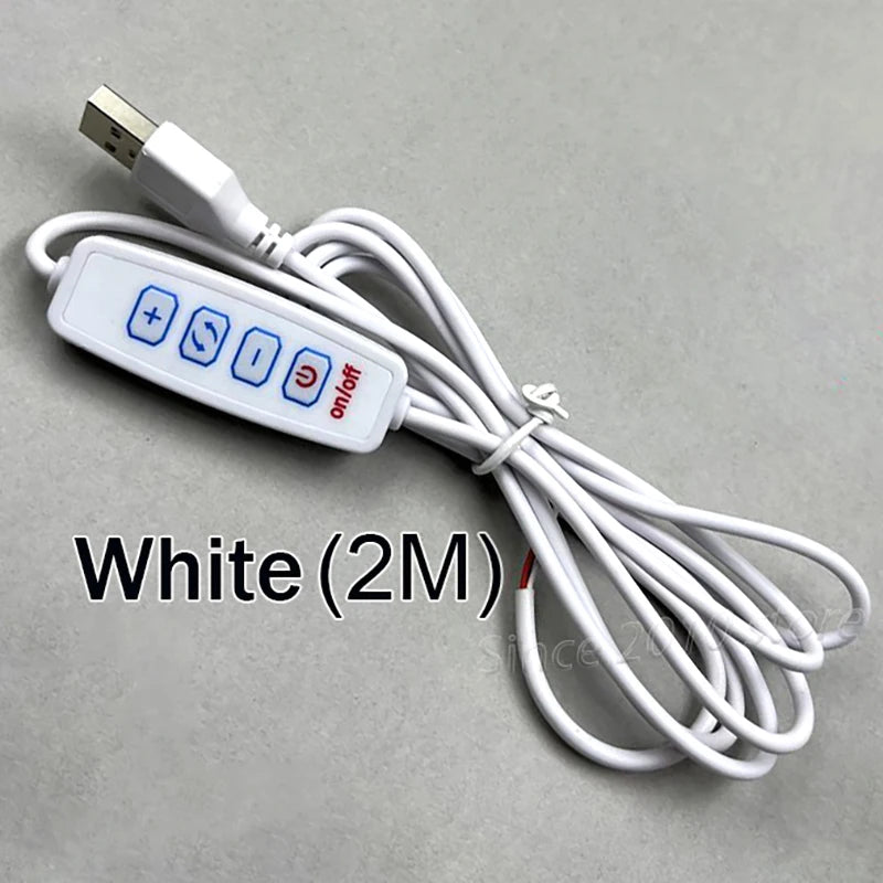 contrôleur luminosité usb blanc noir boutons ajustement adhésif câble 2m moderne compact on off