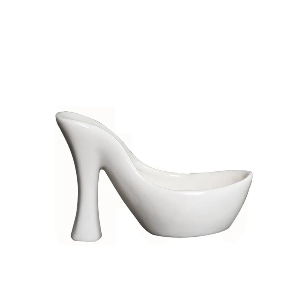 pots plantes forme chaussures talons noir blanc rose émail moderne décoratif led succulente