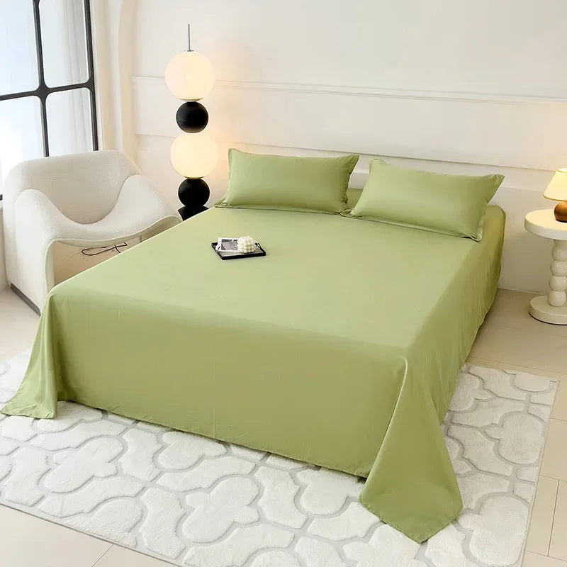 drap plat double gris lisse satiné minimaliste moderne lit adultes polyester