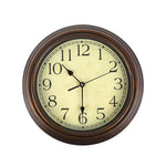 horloge murale classique vintage aiguille sans tic tac marron jaune cadrans chiffres romains salon