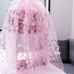 tissu brodé 3D papillons arc ciel noir rose bleu translucide couture décoration mariage