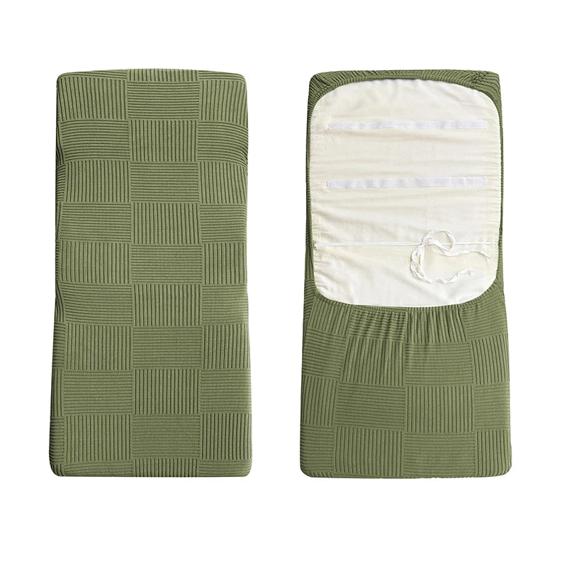 coussin chaise moderne poche bleu marine motif feuilles vert olive rayures