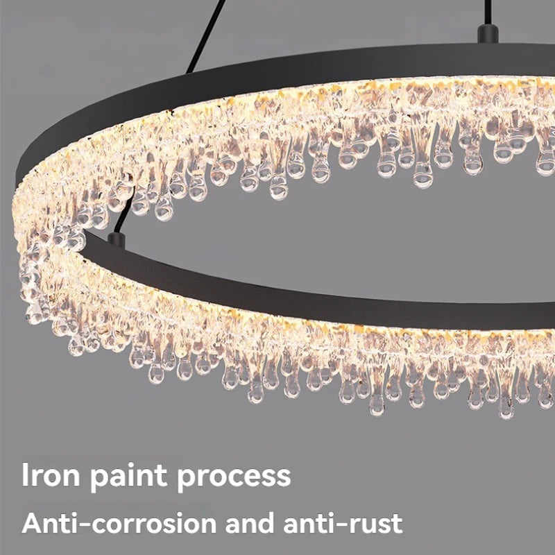 suspension lumineuse moderne transparentes noir circulaire chambre restaurant