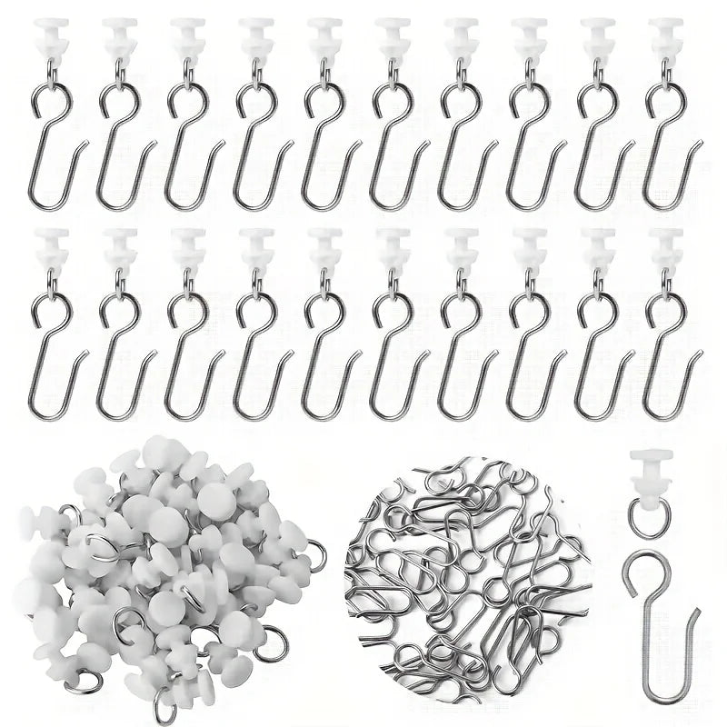 crochets rideau argentés lisses modernes adhésifs set 50 supports adhésifs