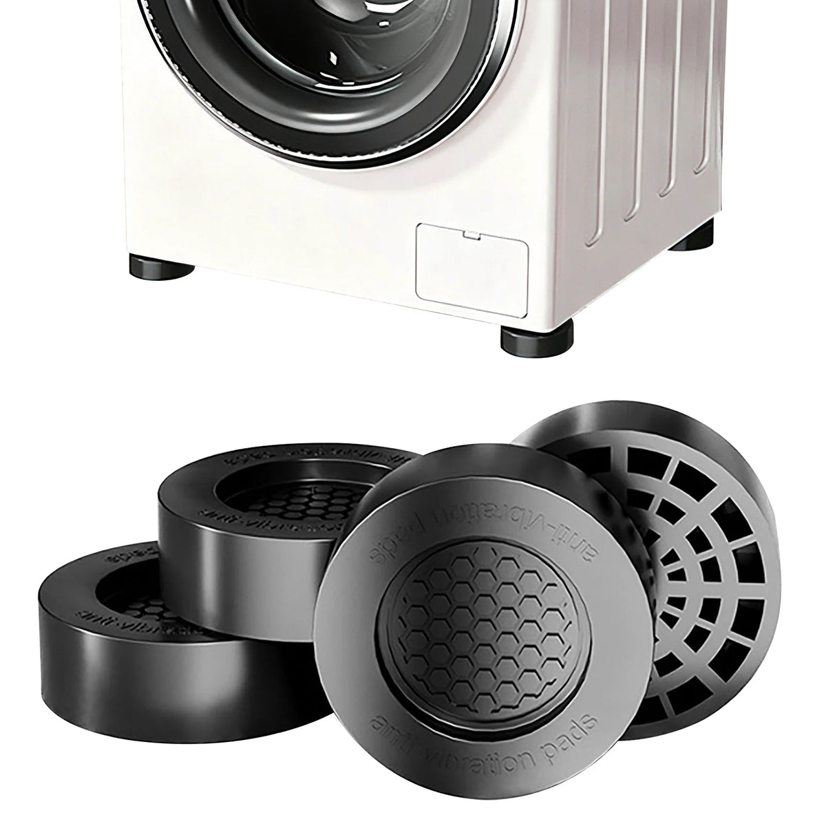 pieds machine laver noirs hexagonaux modernes anti vibration caoutchouc