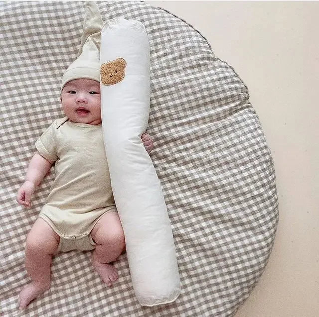coussin bébé patch ours carreaux beige doux matériau coton dessin animé maternité