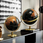 globe terrestre métal noir détaillé cartographie ornements éducation décoration classique fixations métal